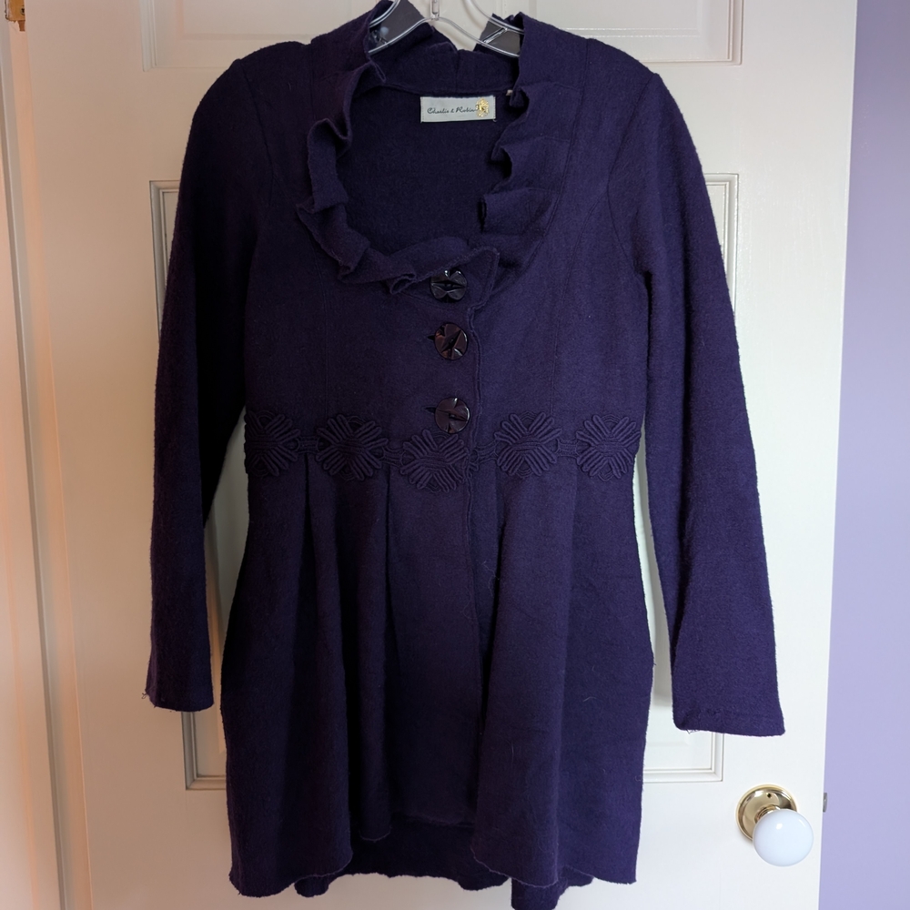 Anthropologie Purple Cardigan Sweater